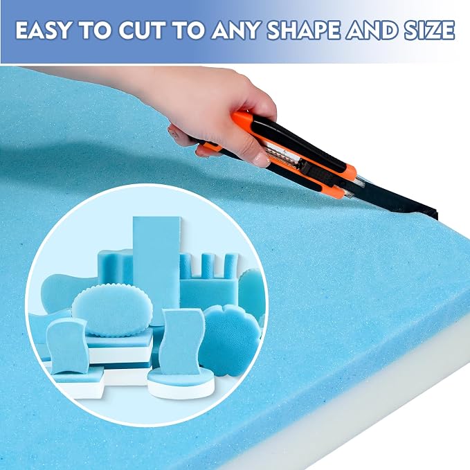 Upholstery Foam, 72" x 24" x 6" High Density Gel Memory Foam Padding Couch Cushion Support, Cut to Size Foam Replacement Pad for Sofa Sag Support