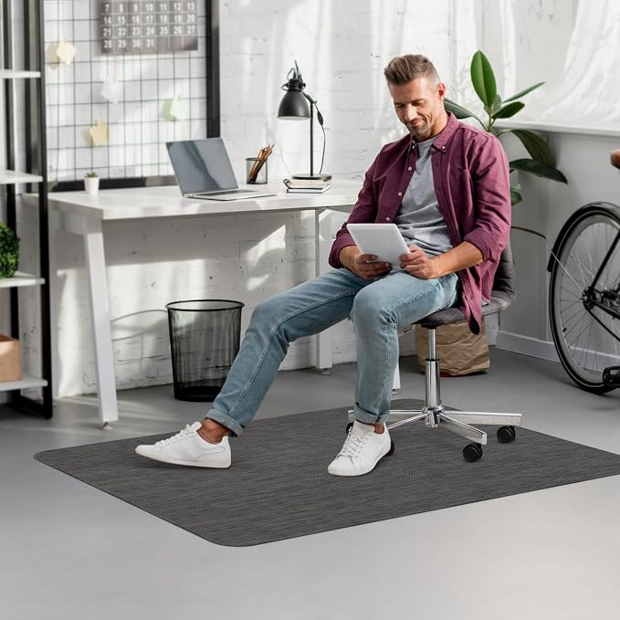 Blvornl Office Chair Mat for Hardwood Floor, 40"x 55" Desk Mat for Hard Wood, Large Anti-Slip Hard Floor Protector Rolling Chair Mat, PVC Mat Desk Rug for Office Home, Black