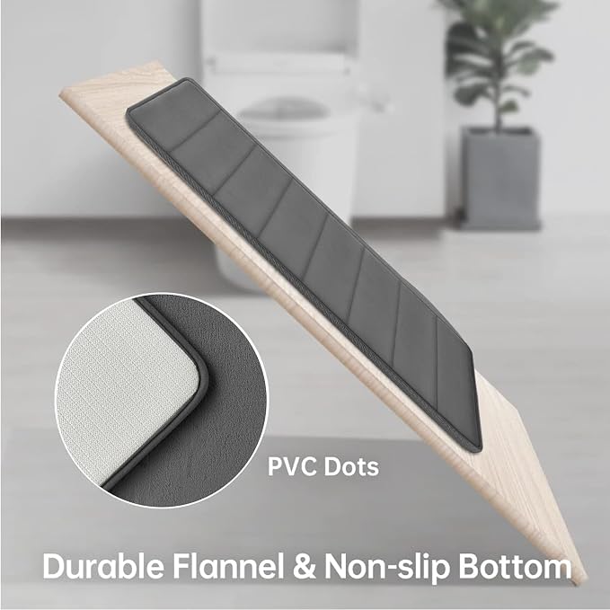 RUN HELIX Grey Bathroom Rugs, Ultra Absorbent Non-Slip Memory Foam Bath Rugs, Washable Bedroom mats,Soft Velvet Bath Mats,Easier to Dry for Bathroom Floor Rugs