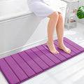 OLANLY Memory Foam Long Bathroom Rugs Runner 47x17, Super Soft Absorbent Bath Mat, Quick Dry, Machine Washable Shower Floor Rugs, Bathmat Carpet, Bathroom Home Decor Accessories, Purple