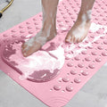 Bath Tub Shower Mat, 27x14 inch Non Slip Bathtub Mat with Suction Cups, Anti Slip Shower Mat with Drain Holes Suction Cups,Shower Foot Scrubber Mat Foot Massage BathMat (Pink)