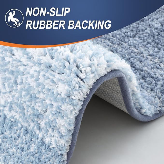 OLANLY Large Bathroom Rugs Mat 45x27, Extra Soft Absorbent Microfiber Bath Rugs, Rubber Backing, Quick Dry, Machine Washable Bath Mats for Bathroom Floor, Tub and Shower, Home Decor Accessories, Blue