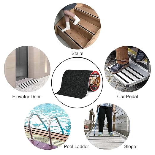 8in x 33Ft Anti Slip Tape,80 Grit Black Heavy Duty Anti Slip Safety Grip Tape, Waterproof, for Stairs Outdoor/Indoor,High Traction Stairs Non Skid Treads