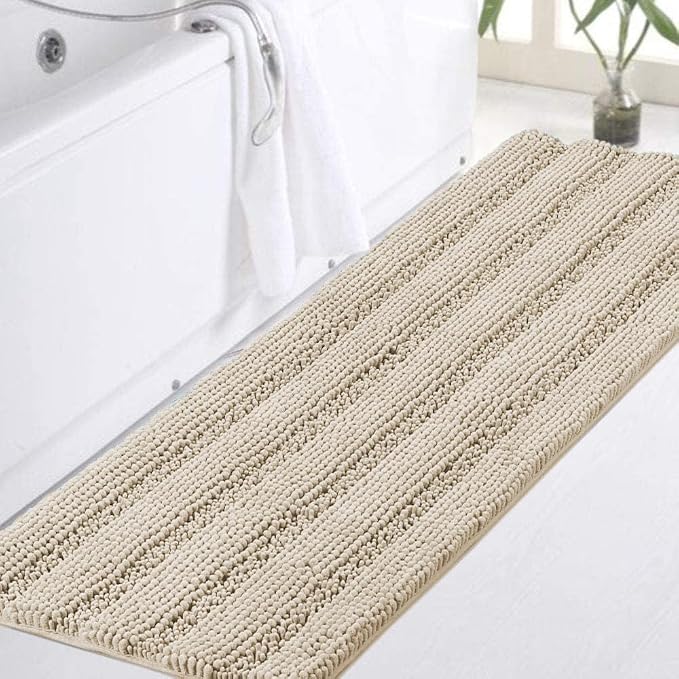 Turquoize Luxury Bath Runner, Fog Bathroom Rug 47 x 17 Inches Mat, Soft Plush Anti-Slip Shower Rugs, Microfiber Shaggy Mat Machine Washable Bath Rug for Bathroom, Fog