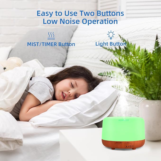 SPLITSKY 300ML Essential Oil Diffuser,Small Room Aromatherapy Diffuser, Quiet 8H Operation, 7-Color LED Light, 4 Timer, Remote Control, Auto-Off, for Bedroom, Living Room, Kitchen, Yoga, Gifts