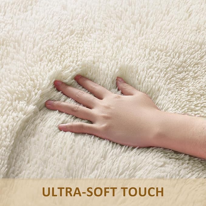 Ophanie 6x9 Area Rugs, Upgrade Non-Slip Fluffy Soft Rugs for Living Room, Large Shag Ivory Fuzzy Plush Rug, Shaggy Big Carpets for Bedroom, Kids Boys Girls Dorm Nursery Home Decor Aesthetic
