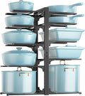 MUDEELA Pots and Pans Organizer Rack under Cabinet 23.62" Height, 10-Tier Adjustable Heavy Duty Pot and Pan Organizer Rack inside Cabinet for Kitchen Organizer Cast-iron Pans, Heavy Cookware
