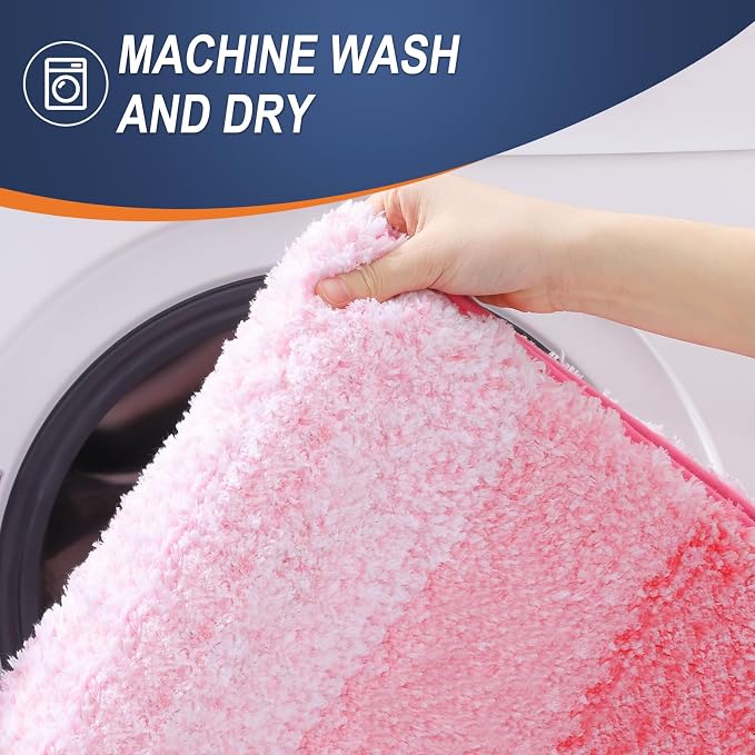 OLANLY Large Bathroom Rugs Mat 44x32, Extra Soft Absorbent Microfiber Bath Rugs, Rubber Backing, Quick Dry, Machine Washable Bath Mats for Bathroom Floor, Tub and Shower, Home Decor Accessories, Pink