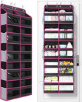 Yecaye 5-Tier Over The Door Organizer Dual-Column, 80lbs Load Over The Door Storage of 10 Compartments, Heavy Duty Door Organizer Hanging for Bedroom Closet Dorm Bathroom Pantry, Black and Pink 1 Pack