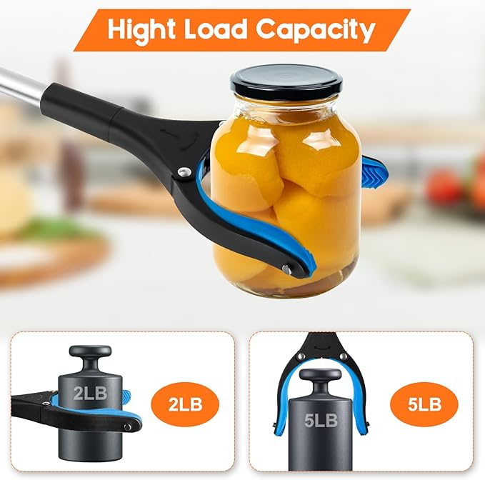 2-Pack Grabber Reacher Tool, 34" Foldable Reacher Grabber Pickup Tool with 90° Anti-Slip Rotating Jaw & Magnets, 4" Wide Claw Opening Reachers for Seniors, Trash Picker Tool