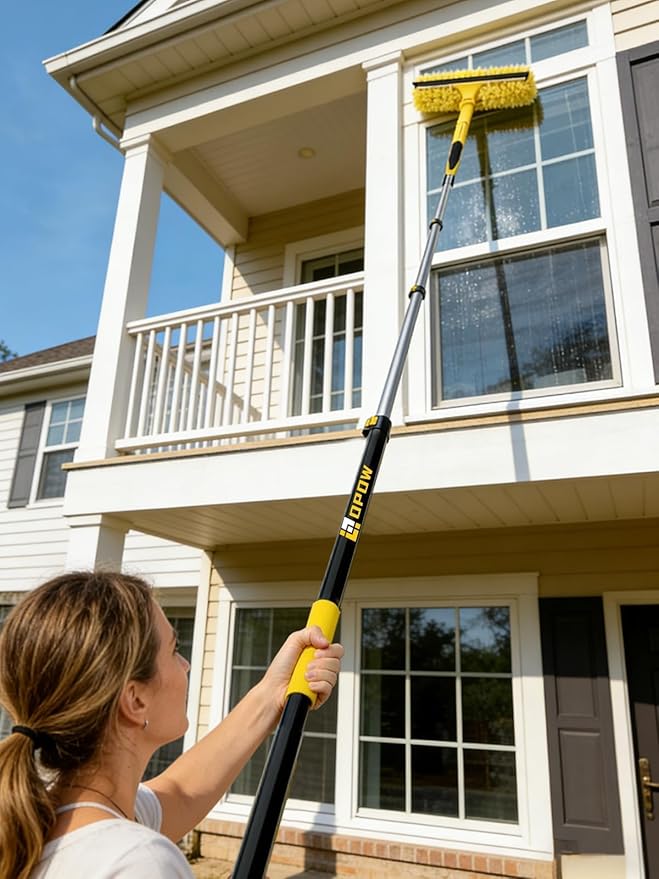 4.7-12ft Heavy-Duty Telescopic Pole - Best for Two-Story Homes & Exterior Work - Ultra-Stable Aluminum Frame Supports Large Rollers
