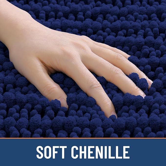 Smiry Bathroom Rugs Mat 59x20, Extra Soft Absorbent Chenille Bath Rugs, Non Slip Rubber Backing Machine Washable Quick Dry Bath Mats for Bathroom Floor, Tub, Shower, Home Decor Accessories, Navy Blue