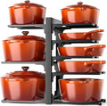 MUDEELA Pots and Pans Organizer Rack under Cabinet 8-Tiers Adjustable Heavy Duty 120LBS Pot and Pan Organizer inside Cabinet for Kitchen Organizer Cast-iron Pans, Heavy Skillets Griddles, Shallow Pots