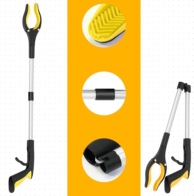 Grabber Reacher Tool -2 Pack 32” Reacher Grabber Tool with Strong Magnetic and Swivel Head - Pick Up Stick Grabbers for Seniors, Trash, Surgery Recovery Must Haves Gifts(Yellow)