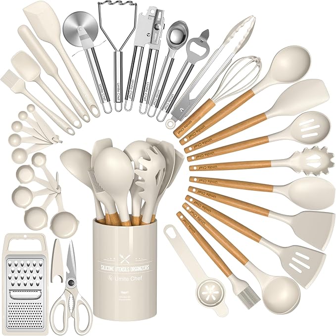 Umite Chef Food Grade Thickened Silicone (Stainless Steel Core) Kitchen Gadgets Tools Set - Kitchen Cooking Utensils Set, Heat Resistant Kitchen Spatula Tools Set
