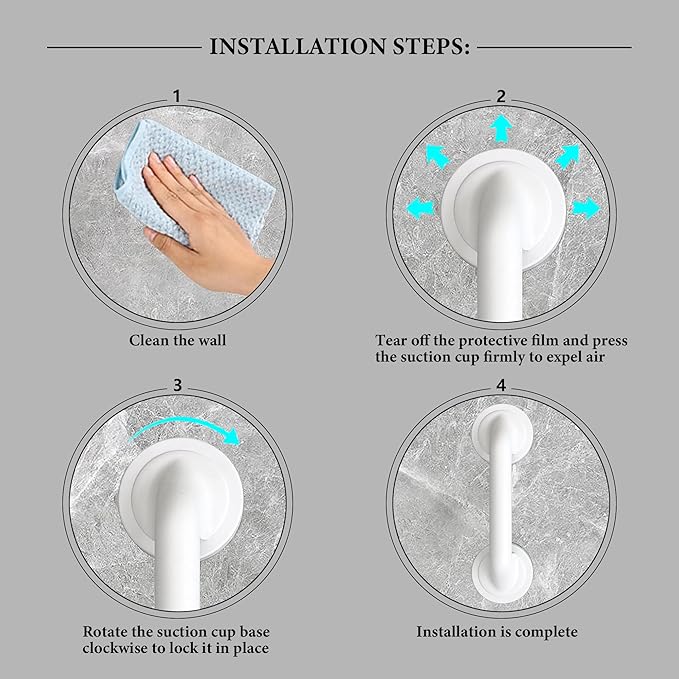 KAFENDA New Powerful Large Suction Cup Handle, Glass Door Handle, Bathroom Shower Grab Bar, No Drilling Required for Installation, 11.4 Inch, Removable and Reusable