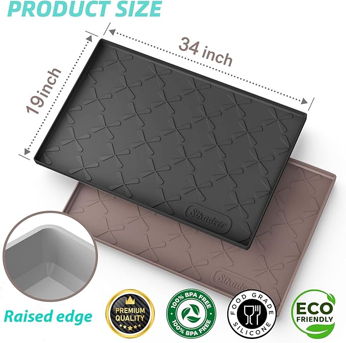 SIKADEER Under Sink Mat Waterproof 34" x 19", Silicone Mat Kitchen Drawer Shelf and Cabinet Liner, Sink Protector for Kitchen Organizers and Storage, Boot Tray Pet Food Mats