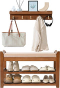 PETKABOO Shoe Rack for Front Door Entrance, 28” Entryway Bench with Coat Rack, Hall Tree Shoe Bench with Storage for Entry, Hallway, Bedroom, Living Room