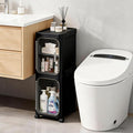 LXLXXL Narrow Storage Cabinet Slim Bathroom Storage Cabinet with Movable Wheels Tall Bathroom Organizer Skinny Cabinet for Small Spaces，2-Tier Black