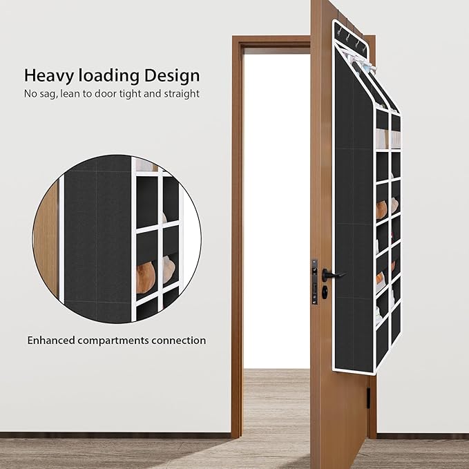 Univivi 5-Shelf Over Door Hanging Organizer Fabric Door Storage for Baby Nursery Nursery Closet Cabinet Wall Mount Hanging Storage Organizers with 8 Deep Pockets and 4 Small PVC Pockets(Black)