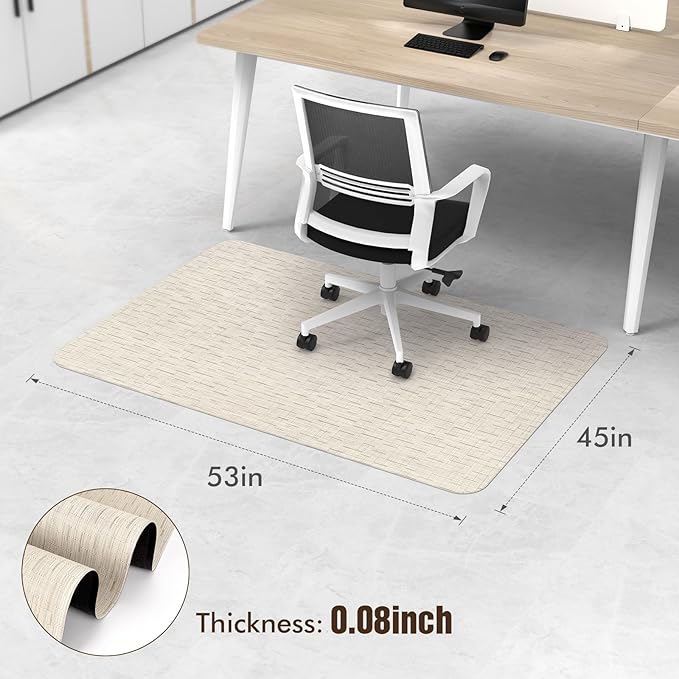 Blvornl Office Chair Mat for Hardwood Floor and Low Pile Carpet, 45" x 53" Desk Chair Protector, PVC Rug for Office Home, Light Brown