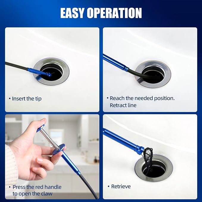 Grabber Reacher Tool, Flexible Magnetic Pickup Tool with 4-Claw Gripper & Spring-Loaded Handle, Pickup for Bathroom, Engine Bay, Kitchen & Sewers (24 inch) (Blue Magnetic Pickup Tool)