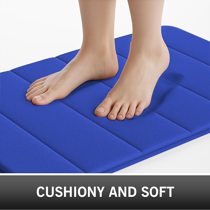 RUN HELIX Bathroom Rugs Set 2 Piece Memory Foam Bath Non-Slip Bath Mat,Washable Room Mats,Absorbent Shaggy Rugs Super Soft Kitchen Mats, Batroom Carpets for Bathroom,Tub,Shower Home Decor（Navy Blue）