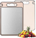 2-IN-1 Titanium Cutting Board for Kitchen Pure Titanium and Wheat Straw PP，Odor Resistant & Easy to Clean15.8x10.6 Inch, (Beige Titanium)