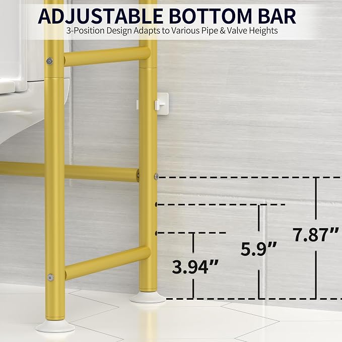 3-Tier Over The Toilet Storage, Freestanding Metal Bathroom Shelves, Space Saver Above The Over Toilet Storage Shelf for Bathroom (Gold)