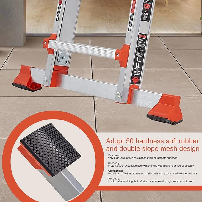 LANBITOU Ladder, A Frame 6 Step Ladder Extension, 22 Ft Anti-Slip Multi Position Ladder, Storage Folding Ladder, 330 lbs Security Load Telescoping Aluminum Ladders for Stairs Home Indoor Outdoor Roof