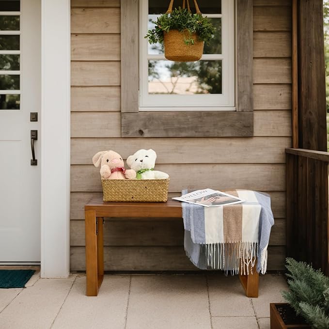 SwallowLiving 30 Inch Solid Wood Bench, Farmhouse Indoor Kitchen Dining Bench with Sturdy Construction, Multi-Purpose Backless Seat for Entryway, Outdoor Patio, Foot of Bed