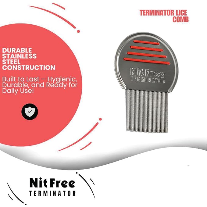 Nit Free Terminator Lice Comb - Professional Stainless Steel Comb for Effective Head Lice Treatment (Colors May Vary) (Pack of 100)