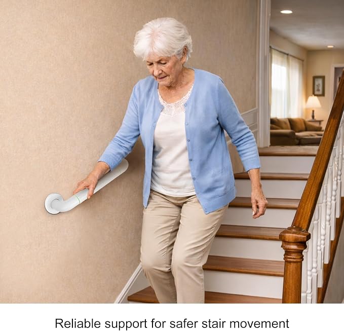 supregear Grab Bars for Bathtubs and Showers - Anti Slip Heavy Duty Shower Safety Handle - White Stainless Steel Support Rail for Bathtub Toilet Kitchen Stairway Elderly Children & Disability, 21.7 in