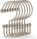 Goowin Shower Curtain Hooks, 12 Pcs Shower Curtain Rings, Durable Shower Curtain Rings Rust Proof, Double Glide Shower Rings for Curtain, Simple Shower Hooks for Shower Curtain & Liner, Matte Nickel