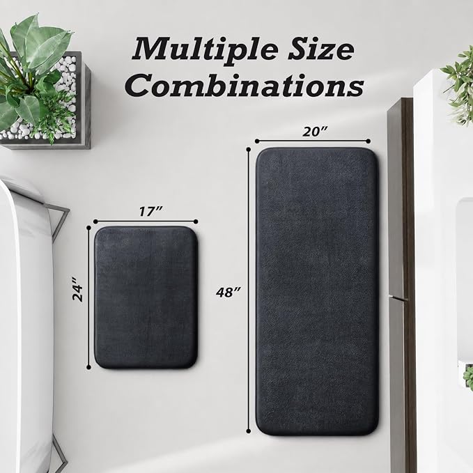 HUXMEYSON Bathroom Rugs Sets 2 Piece, Non-Slip & Quick Dry Bath Mat Set, Ultra Soft Velvet Bath Rugs for Bathroom, Toilet and Shower Floor, Dark Grey