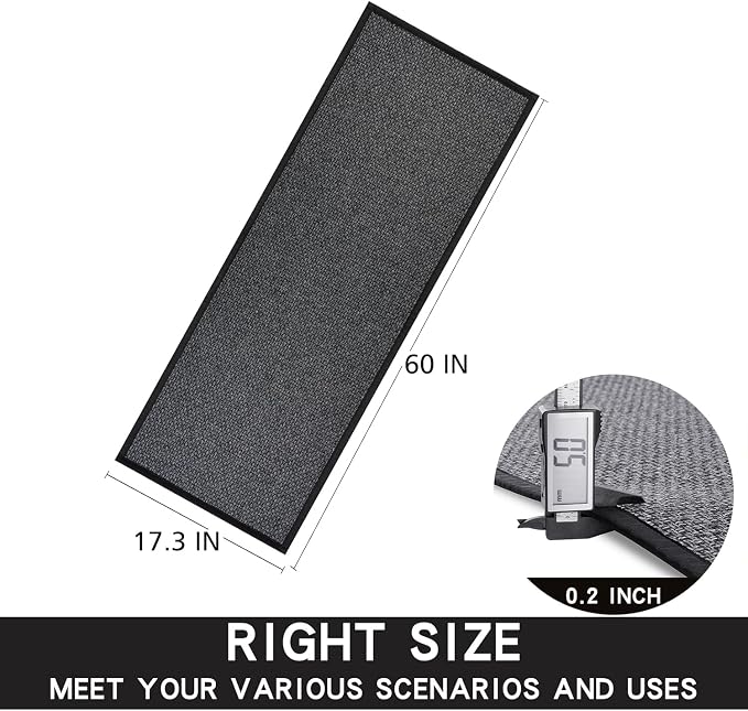 SUMLANS Kitchen Mat 1 PCS, Cushioned Non Slip Rugs for Kitchen Floor, Absorbent Runner Comfort Standing Mats Washable for Kitchen, Office, Home (Black, 17.3"x60")