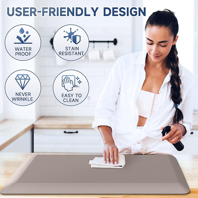 4/5 Inch Thick Kitchen Mats for Floor, StepRite Kitchen Rug for Standing Desk, Non-Slip, Thicker, Stain & Water Resistant, Comfort Anti Fatigue Floor Mat for Home, Kitchen, Office - Khaki,70 * 24''