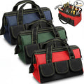 Sanwuta 3 Pack Tool Bag for Men with Waterproof Hard Bottom, Heavy Duty Tool Bag Wide Mouth Tote for Various Instrument, Electrician Carpenter Mechanic(Red, Army Green, Blue,16 Inch,Classic)