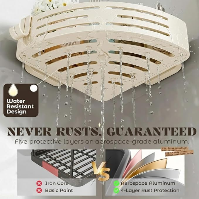 Corner Shower Caddy Suction Cup,Shower Shelves with Hooks,No Drilling Powerful Suction Bathroom Organizers and Storage,Removable Waterproof Rustproof Metal Shower Bathroom Decor (2 Pack-White)