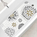 SHUCHING Boho Gray Sunflower Bath Mat for Tub Non Slip-40 X 16Inch, Bathtub Mat Anti Slip, Long Shower Mat for Bathroom Mold Free, Machine Washable