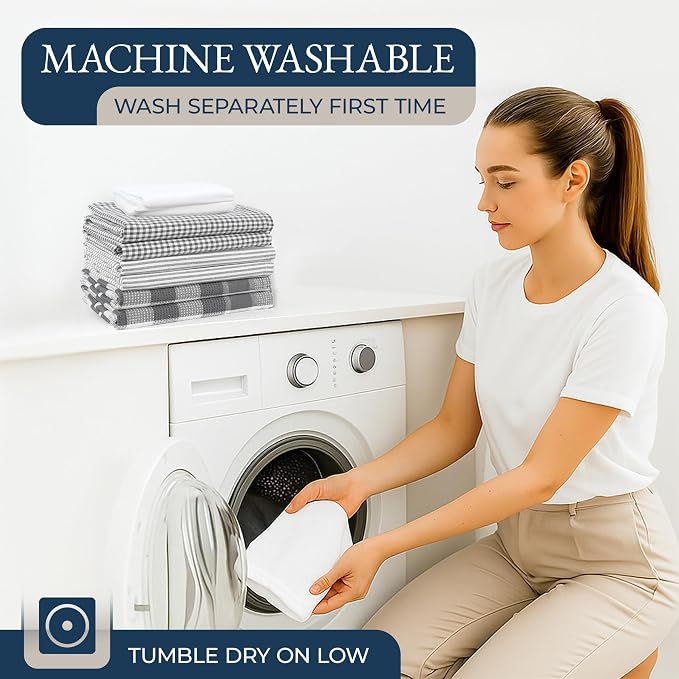 LANE LINEN Kitchen Towels and Oven Mitt Set 20 Pc - Lint Free Cotton Dish Towels for Kitchen Drying, Cozy Terry Dish Rags, Flour Sack Towels for Sourdough Bread Proofing & Quilted Pot Holders - Grey