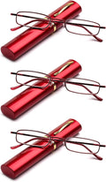 Pocket Tube Reading Glasses Ultra Slim Compact Unisex Light Weight Reading Glasses w/Portable Pocket Clip Aluminum Case