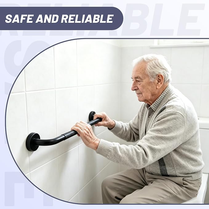 36 Inch Shower Grab Bar, XIANTHUS Black Anti Slip Safety Bars, 304 Stainless Steel Bathroom Handrail, Handicap Grab Bars for Wall, Shower Grip Handle for Seniors Elderly Injury Assist Bath (1.25" Dia)