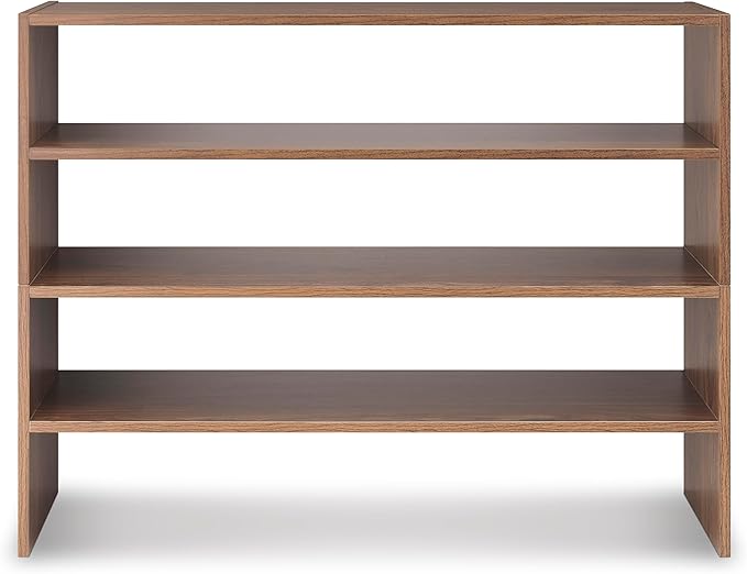 Whitmor Wood Stackable 2-Shelf Shoe Rack, Walnut, 31 inches