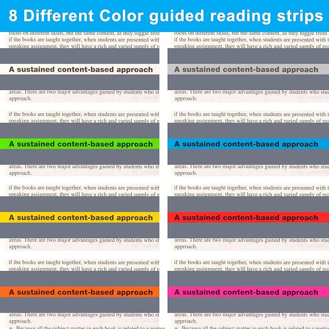 Guided Reading Strips/Colored Overlay/Highlight Strips/Highlighter/Bookmark/Assorted Colors Help with Dyslexia for Children and Teacher Supply Assistant (24 Pack)
