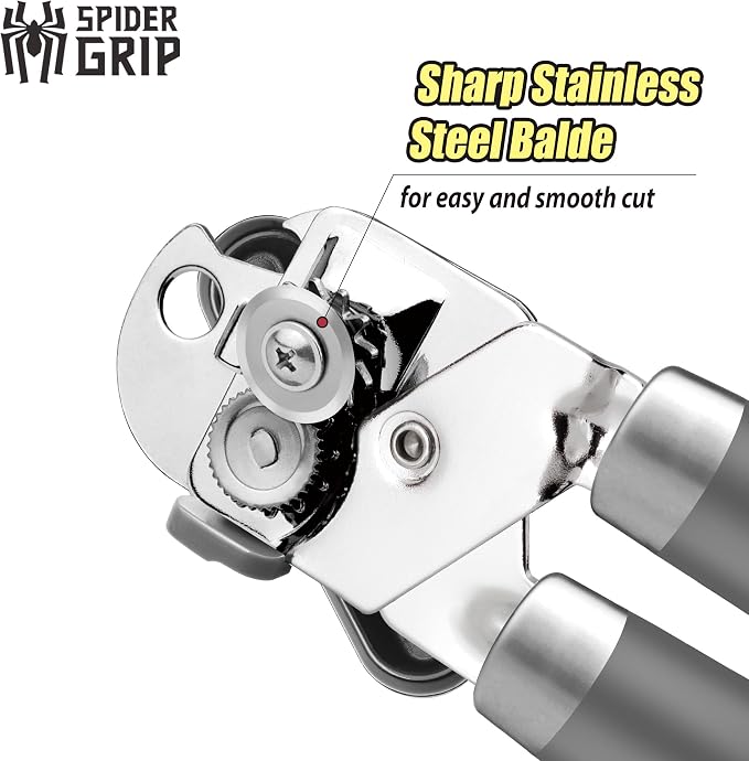Can Opener, No-Trouble-Lid-Lift Manual Handheld Can Opener with Magnet, Smooth Edge Safe Cut for Beer/Tin/Bottle, Big Turning Knob Anti-Slip Handle Good for Seniors with Arthritis