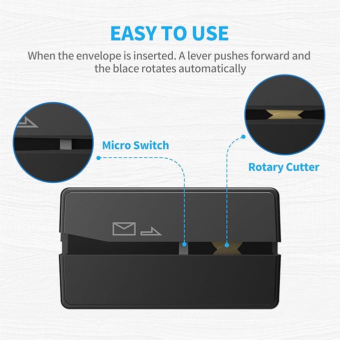 Battery Operated Electric Letter Opener - 2PCS Letter Openers Envelope Slitter, Envelope Opener, Mail Opener, Universal Envelope Efficient Letter Opener Tool for Office, Home (Black)