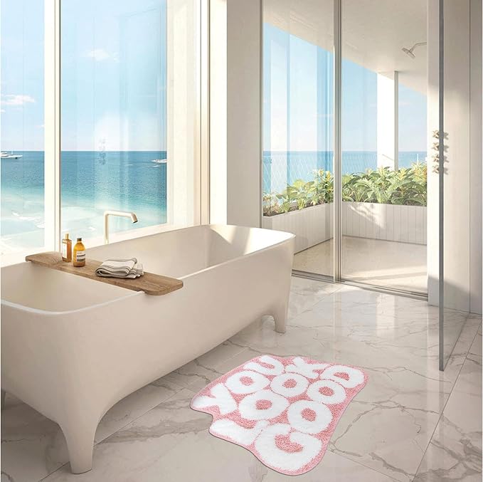 You Look Good Bath Mat Cute Bathroom Rugs, Pink Kitchen Rugs Door Mats Soft & Absorbent Plush Coral Fabric, Cool Funny Indoor Welcome Mats Home Carpets Non-Slip Washable 25”x21”