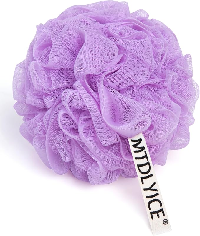MTDLYICE Loofah Sponge, XXL Large Loofah 100g 4 Pack, Bath Sponge Soft Mesh Shower Loofah for Men, Body Scrub, Shower Pouf Bath Accessories, for Body Wash, Soap (Lavender)