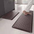 Kitchen Mats for Floor 2 Piece - Anti Fatigue Mats for Kitchen Floor - Non Slip Cushioned Rugs for Standing, Office, Sink, Laundry, Chocolate